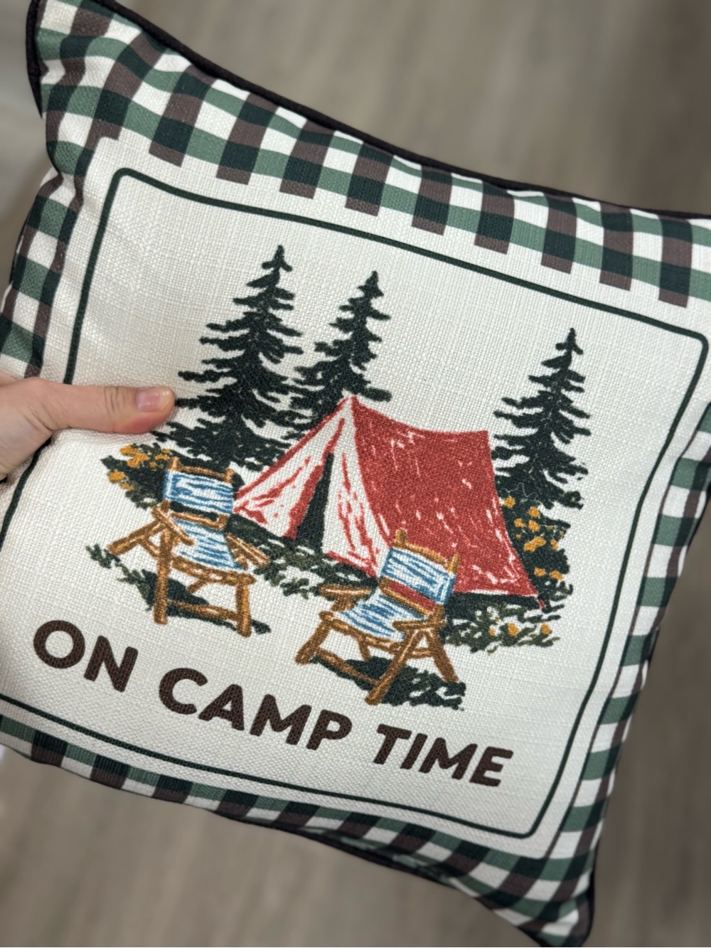 On Camp Time Red Tent Decorative Holiday Pillow